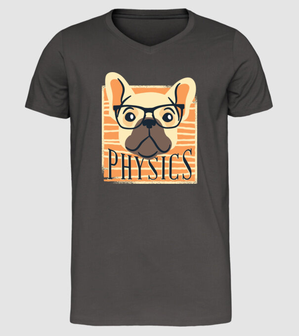 Câine Fizică model gri închis pe tricou