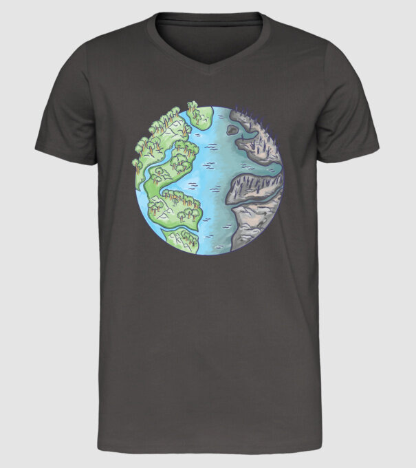 Distrugerea Pământului model gri închis pe tricou