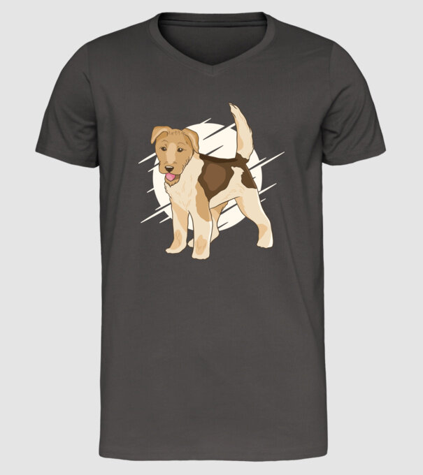 Fox Terrier model gri închis pe tricou