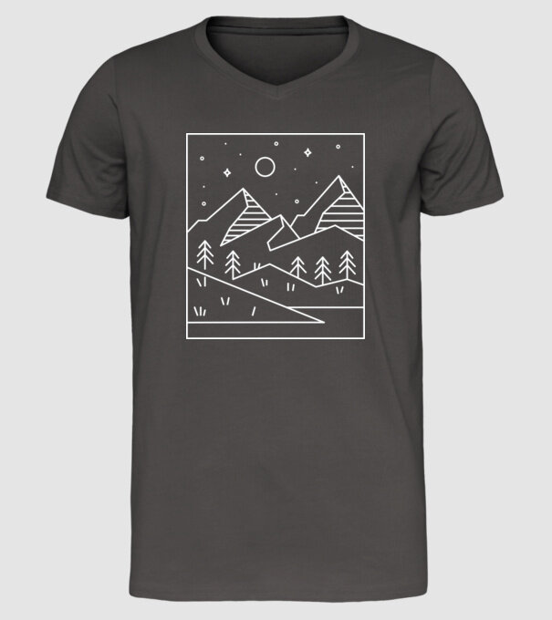 Peisaj geometric model gri închis pe tricou