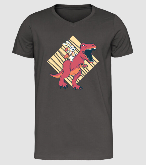 Dinozaur de Paște model gri închis pe tricou