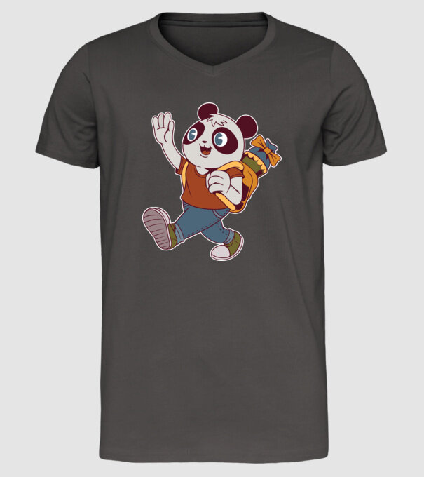 Panda școlar model gri închis pe tricou
