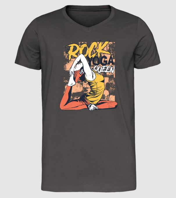 Regina Yoga model gri închis pe tricou