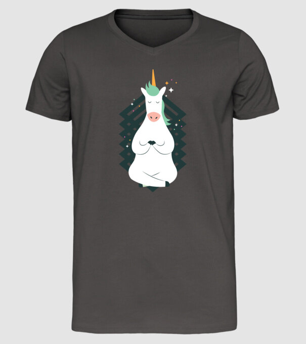 Yoga Unicron model gri închis pe tricou