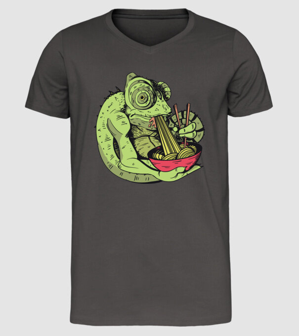 Cameleon cu paste model gri închis pe tricou