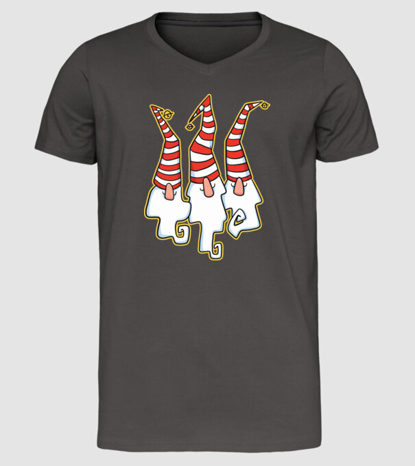 Elfi de Crăciun model gri închis pe tricou
