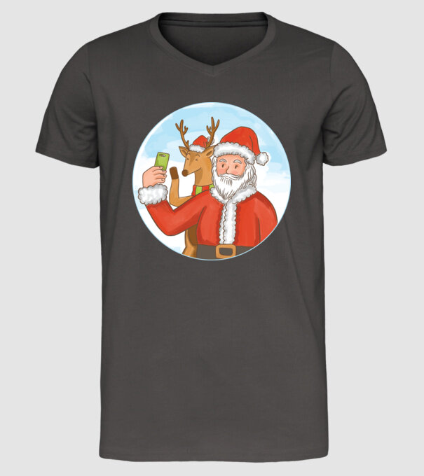 Selfie de Crăciun model gri închis pe tricou