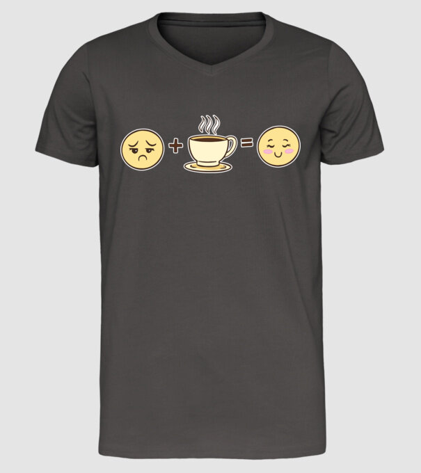 Cafea Fericire model gri închis pe tricou