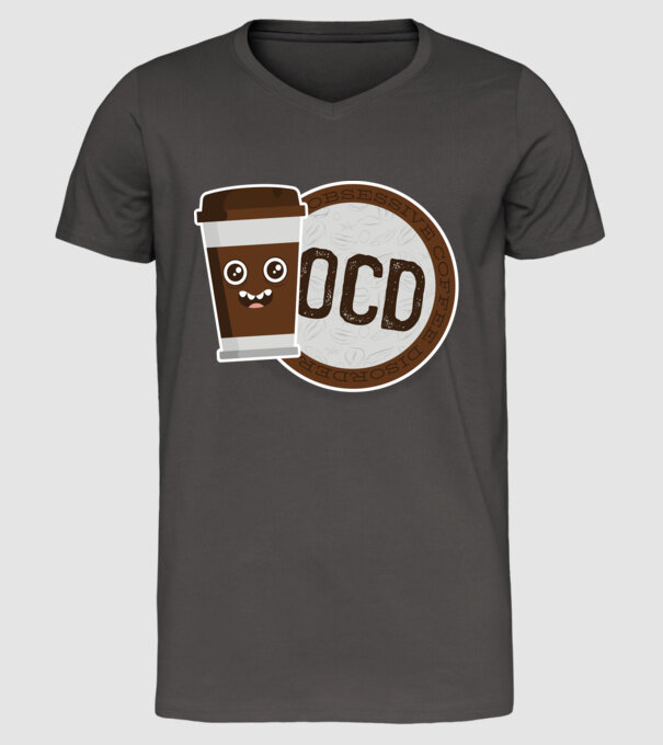 Cafea Dragoste și dependență model gri închis pe tricou