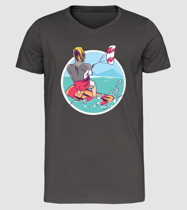 Kite Surf model gri închis pe tricou