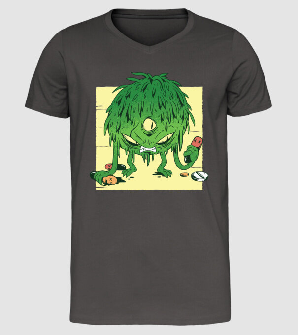 Coronavirus Monstru model gri închis pe tricou
