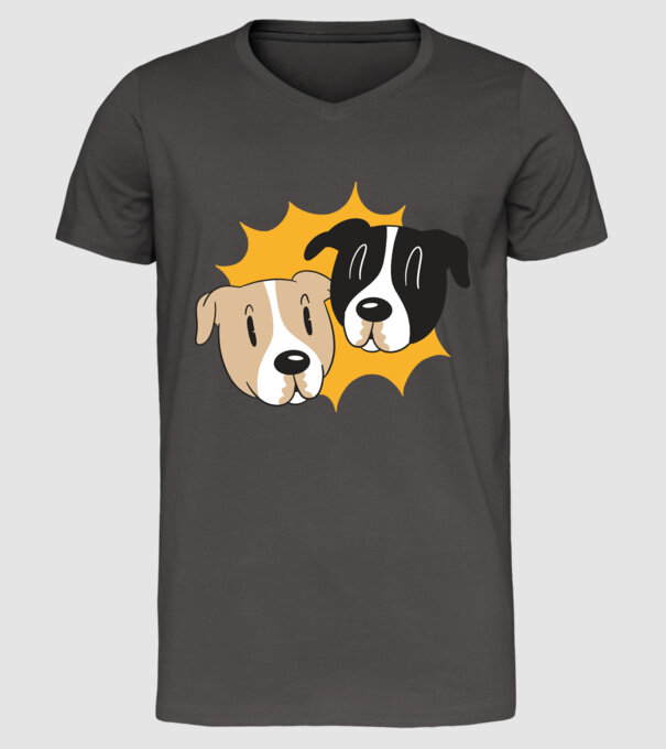 Capete de câini model gri închis pe tricou