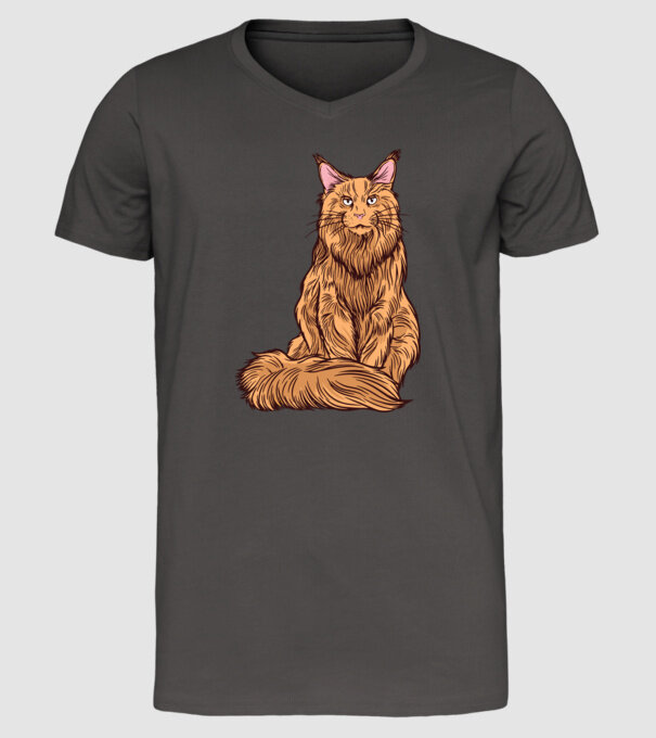 Pisică Maine Coon model gri închis pe tricou