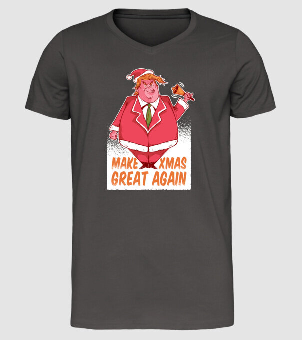 Make Xmas Great again Trump tricou amuzant Crăciun model gri închis pe tricou