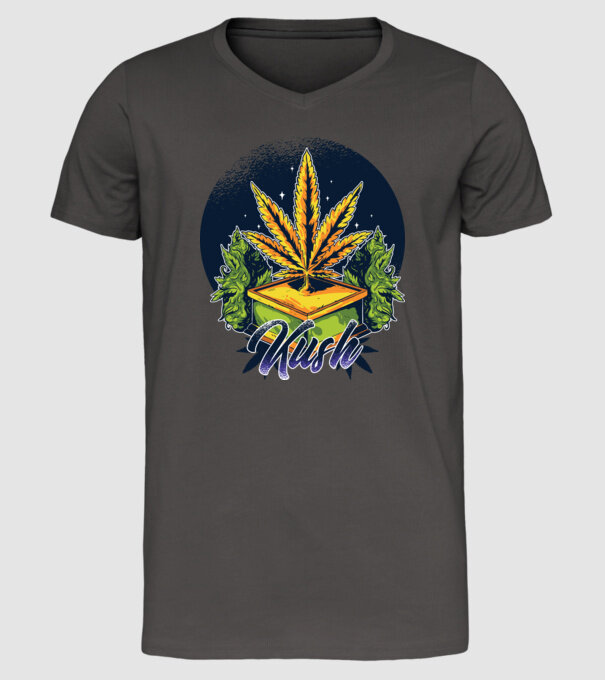 Marijuana Kush model gri închis pe tricou