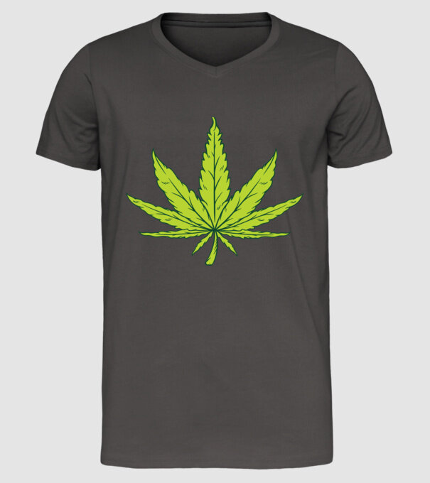 Frunză de marijuana model gri închis pe tricou