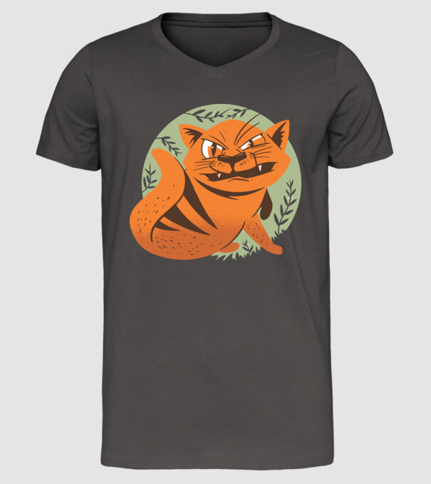 Pisică Supărată model gri închis pe tricou