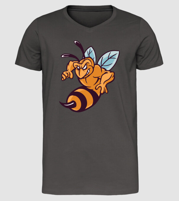 Viespe Supărată model gri închis pe tricou