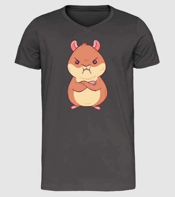 Hamster furios model gri închis pe tricou
