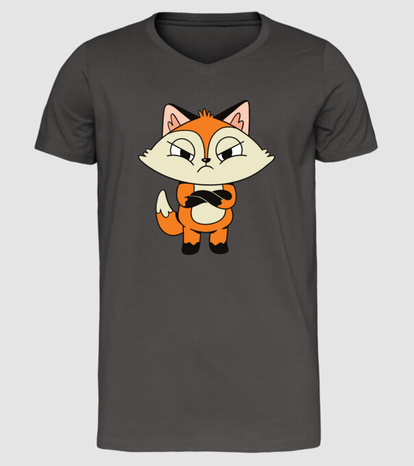 Vulpe furioasă model gri închis pe tricou