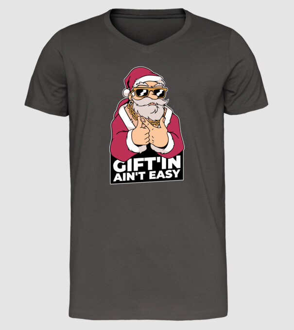 Moș Crăciun Gangster - tricou amuzant Crăciun model gri închis pe tricou