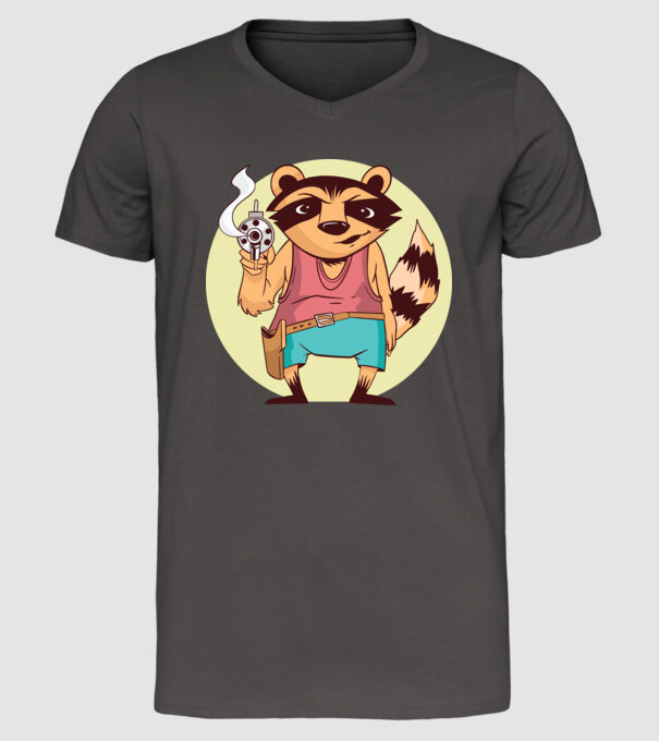 Raton cu armă model gri închis pe tricou