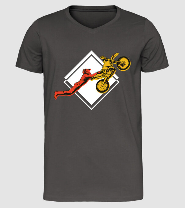 Săritură motocicletă model gri închis pe tricou