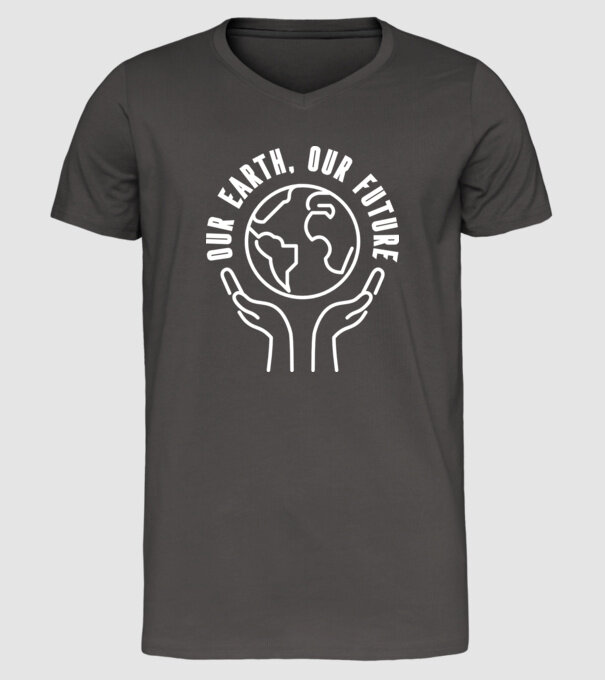 Our earth Our Future - Ziua Pământului model gri închis pe tricou