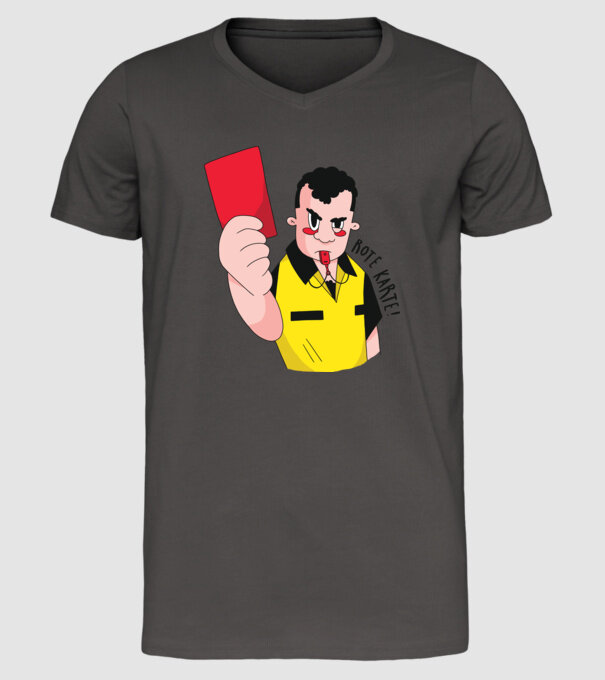 Cartonaș roșu model gri închis pe tricou