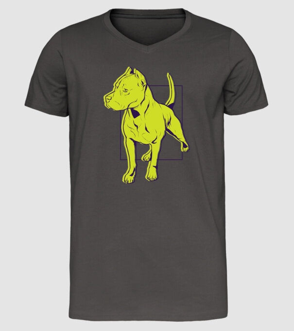 Câine Pitbull model gri închis pe tricou