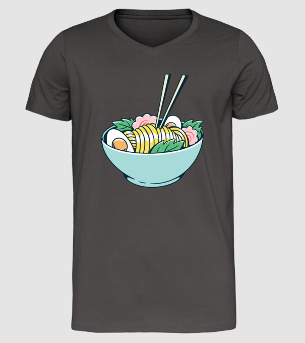 Paste Ramen model gri închis pe tricou