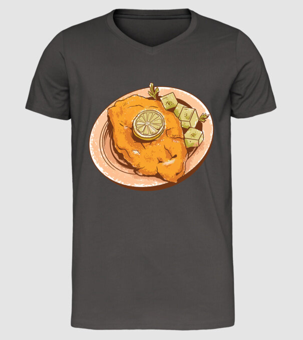 Șnițel vienez Wiener Schnitzel model gri închis pe tricou
