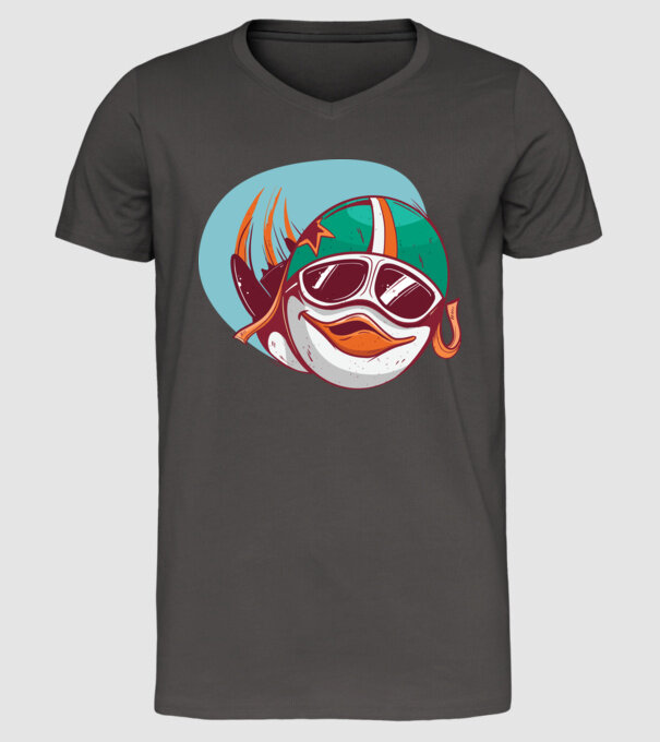 Pinguin Zburător model gri închis pe tricou