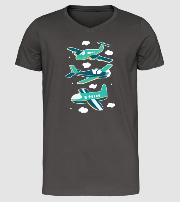Avioane model gri închis pe tricou