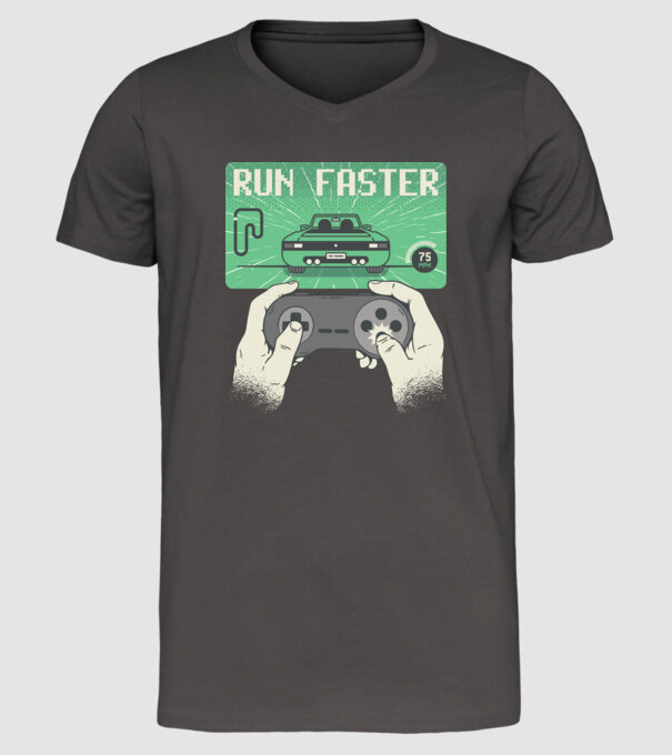 Retro gamer Outrun model gri închis pe tricou