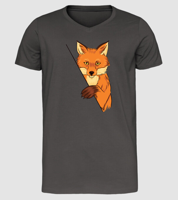 Vulpe model gri închis pe tricou