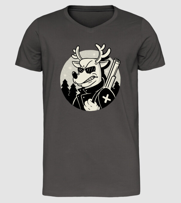 Rudolf Vânătorul model gri închis pe tricou