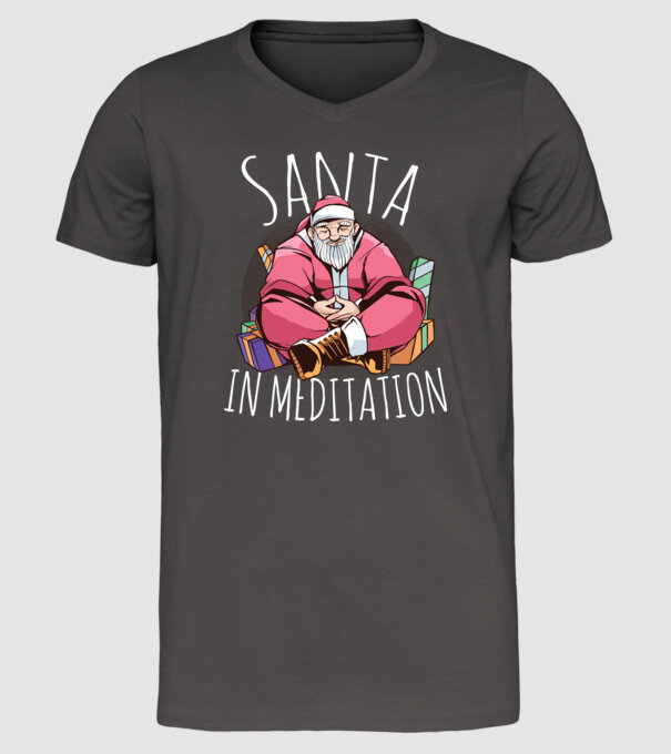 Santa Meditație model gri închis pe tricou