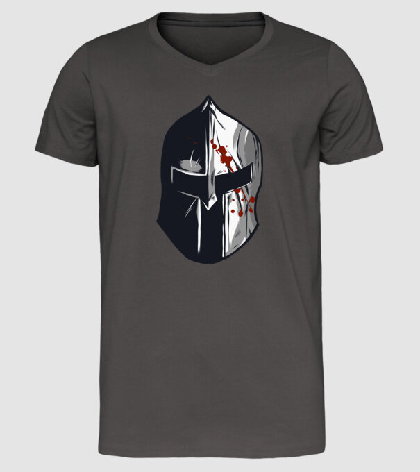 Cască războinic Sparta model gri închis pe tricou