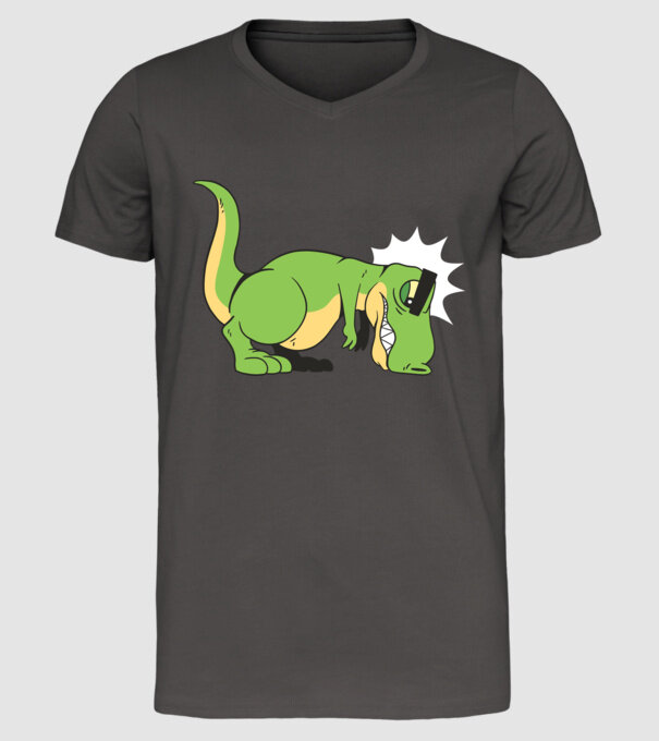 T-rex Push-up model gri închis pe tricou