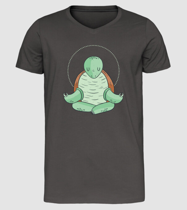 Broască țestoasă Yoga model gri închis pe tricou