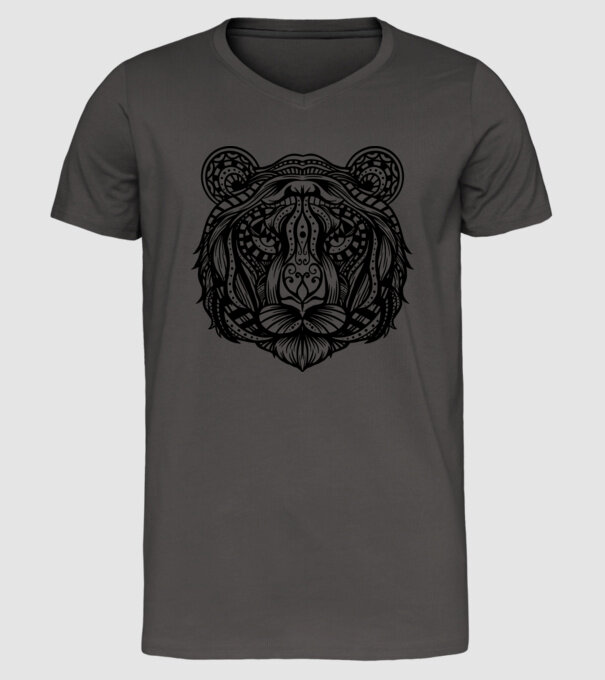 Tigru Mandala model gri închis pe tricou