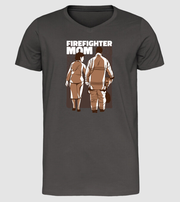 Mama de pompier model gri închis pe tricou