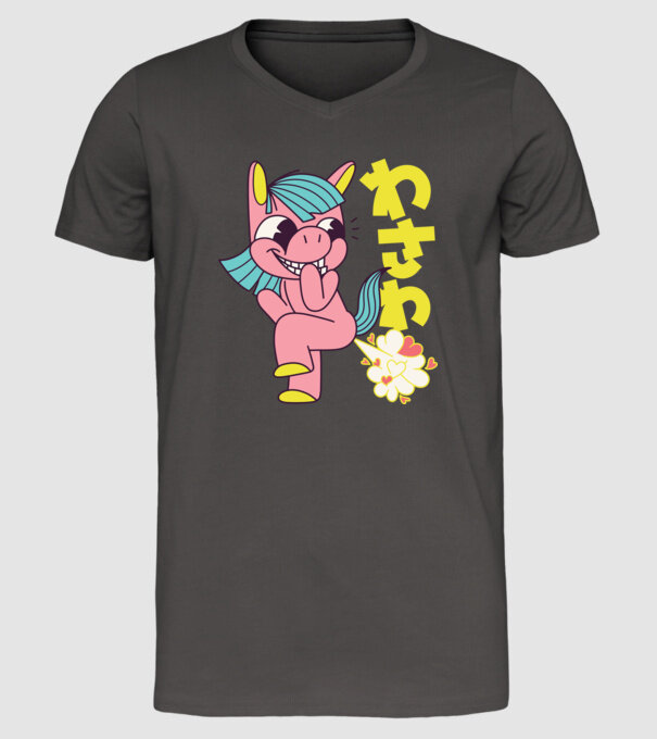 Bășică Unicorn model gri închis pe tricou
