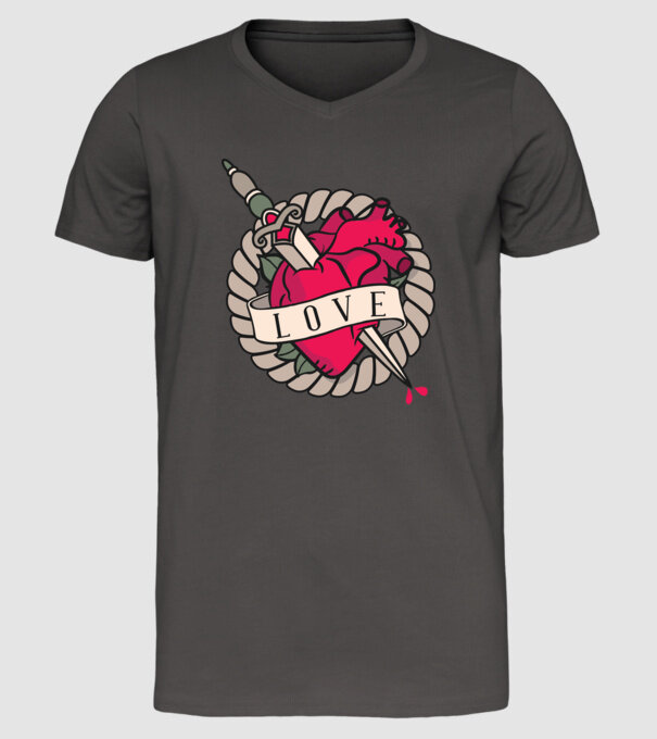 Fire and Ice model gri închis pe tricou