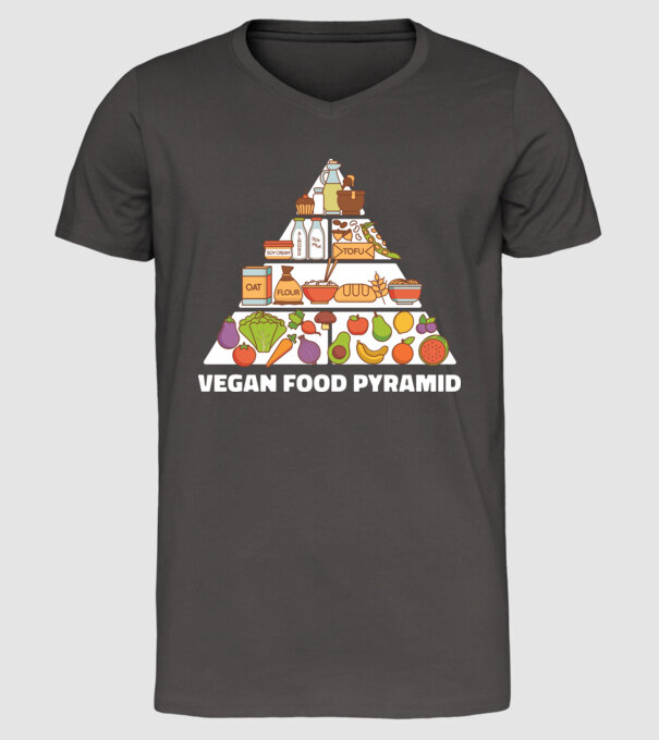 Piramidă vegan model gri închis pe tricou
