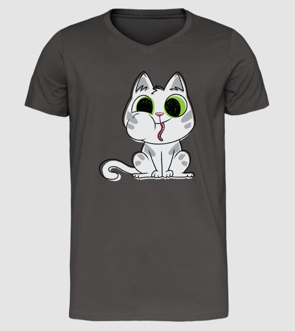 Pisicuță amuzantă model gri închis pe tricou