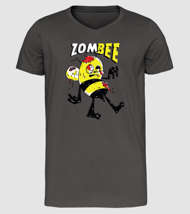 Zombee Albină Zombie model gri închis pe tricou