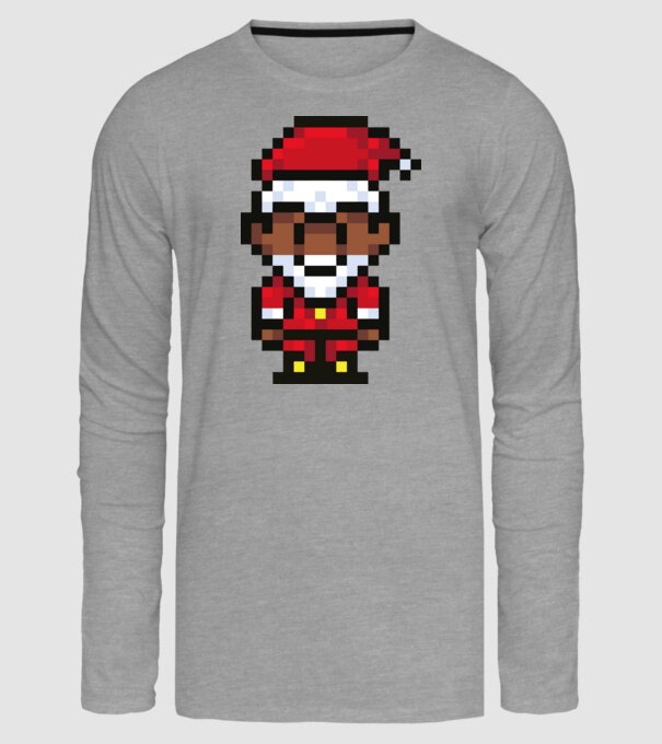 8bit pixel Moș Crăciun model gri pe tricou