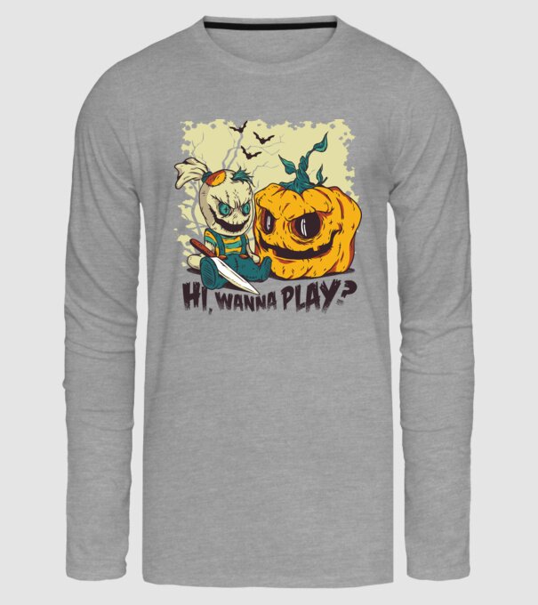 Vrei să te joci? Halloween model gri pe tricou